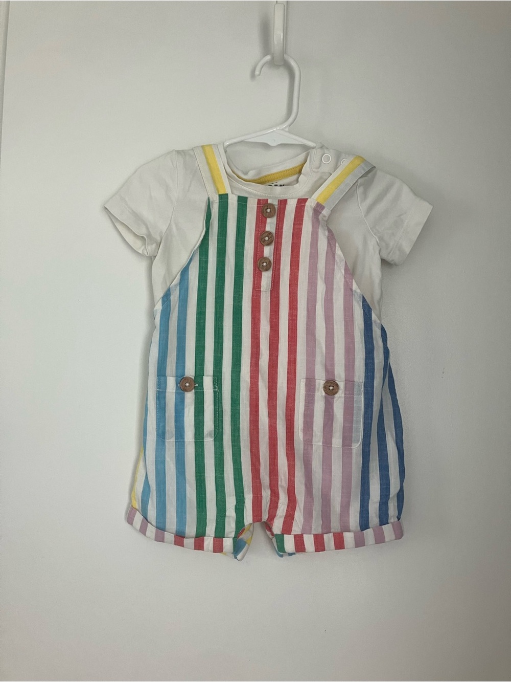 Boden Baby Linen Striped Overalls Set